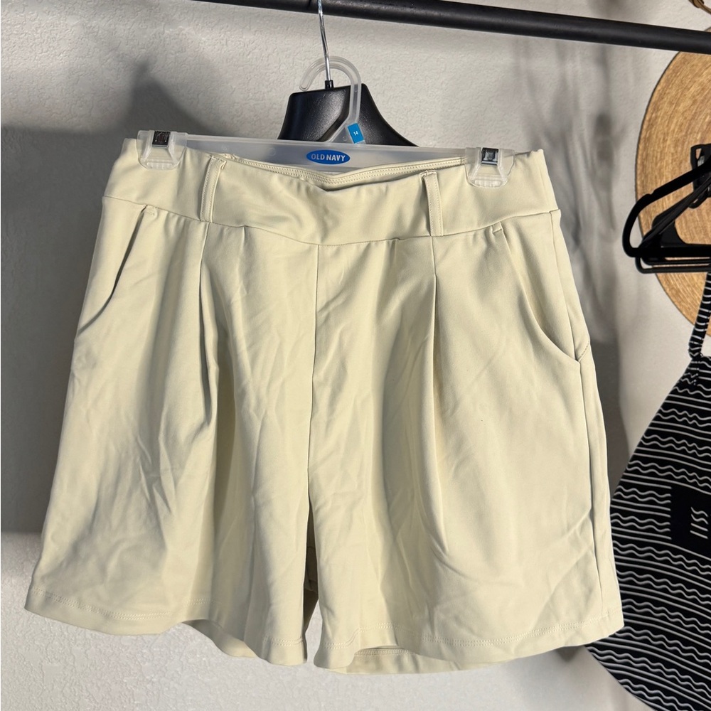 Women's High Waist Beige Shorts